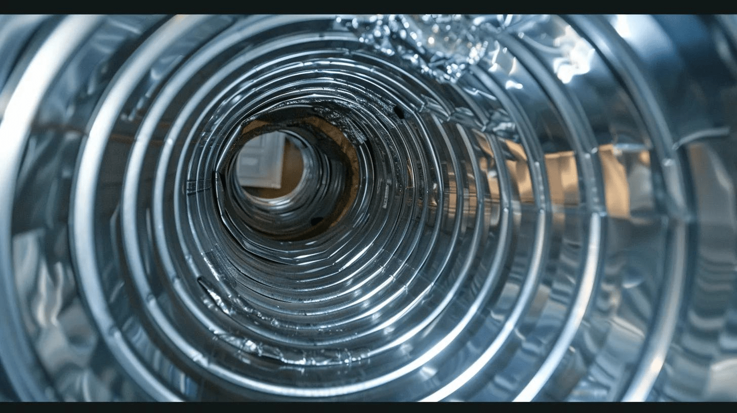 Air duct interior showcasing clean, metallic surfaces emphasizing professional air duct cleaning services for improved indoor air quality.
